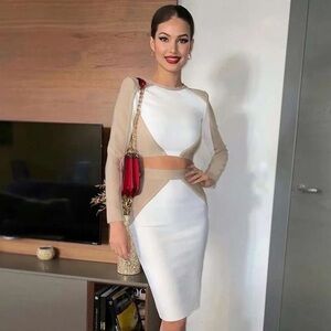 Luxedress colorblock 2pc bandage midi skirt set